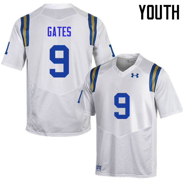 Youth #9 Elijah Gates UCLA Bruins Under Armour College Football Jerseys Sale-White - Click Image to Close